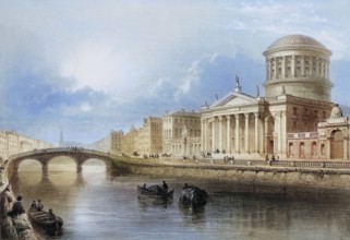 The Four Courts, Dublin, Ireland, from the Landscape and Antiquities of Ireland, 1841, digital