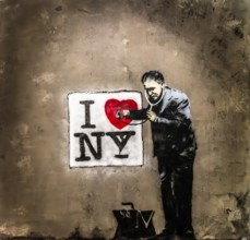 Banksy - Peaceful Hearts Doctor, symbol of care in urban chaos, 2010, San Francisco, USA,