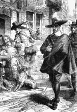 Puritans walk past a group of drinking Cavaliers, 1630. In the run-up to the English Civil War,