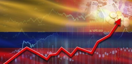 Colombia financial growth on market graph. Colombia economic growth on financial graph