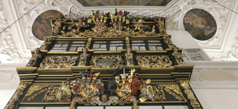 The Evangelical Lutheran St Laurentius Church in Thurnau, the lords' lodge in the west of the