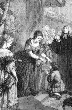 The young Samuel Johnson received the royal warrant from Queen Anne at St James's Palace on 30