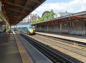 GWR British Rail Class 800 Inter City Express train at Teignmouth railway station, south Devon,