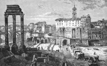 The ruins of the Forum, c. 1870, Rome, Italy, digital reproduction of a historical model, Europe