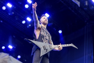Matthew Tuck, singer of Bullet for My Valentine at the Rock am Ring Festival on Saturday,