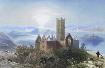Roserk Abbey, County Mayo, Ireland, from the Landscape and Antiquities of Ireland, 1841, digital