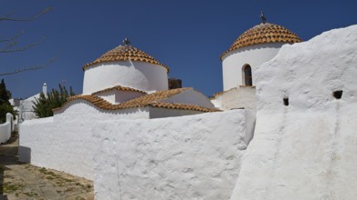 Church of Agia Kioura, White church with domed roof in densely built-up area, Church, Chora, World