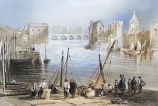 Galway from Claddagh, Ireland, from the Landscape and Antiquities of Ireland, 1841, digital