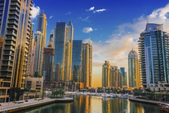 Modern residential architecture of Dubai Marina, United Arab Emirates, Asia
