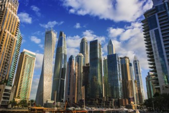 DUBAI, UNITED ARAB EMIRATES - FEB 5, 2019: Modern residential architecture of Dubai Marina, United