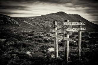 Sign posts at Mt Field National Park, Tasmania, Australia, Oceania