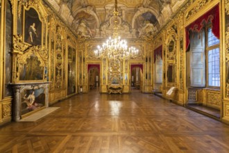 Turin, Italy - Circa January 2022: baroque old room interior in Carignano Palace