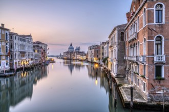 Beautiful morning light at the Grand Canal and the Basilica Di Santa Maria Della Salute in Venice