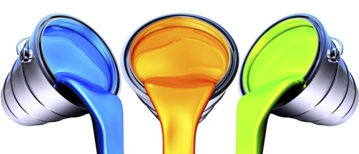 High resolution 3D rendering of color pots