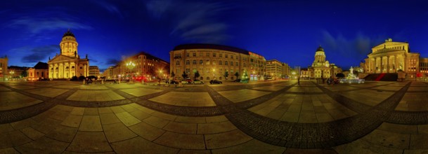 A 360 degree panorama of Berlin's Gendarmenmarkt. On the left the German Cathedral, in the middle