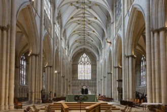 Interior view, nave, York Minster, Archidiocese of York, York, England, Great Britain