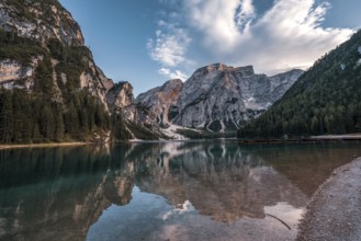 Dolomites in autumn, Lake Prags