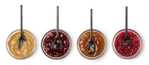spoon on the saucer with jam isolated on white