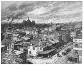 A View from St. Louis, Missouri, USA. Illustration from Harpers Monthly Magazine march 1884