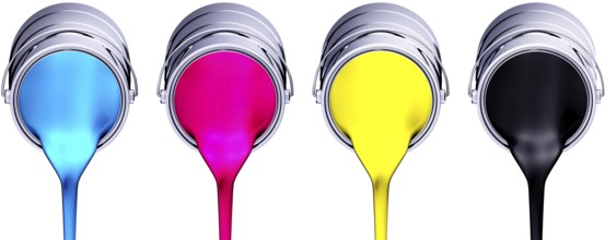 high resolution 3D rendering of a cmyk concept