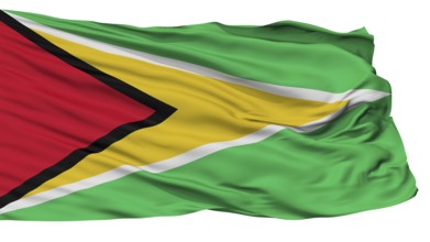 Guyana Naval Ensign Flag, Isolated On White Background
