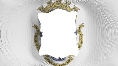 Square hole in the San Juan city, capital of Puerto Rico flag, white background, 3d rendering