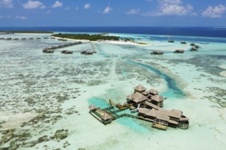 Aerial view of the holiday island of Lankanfushi, North Male Atoll, Indian Ocean, Maldives, Asia