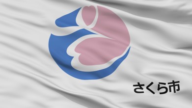 Sakura City Flag, Country Japan, Tochigi Prefecture, Closeup View, 3D Rendering