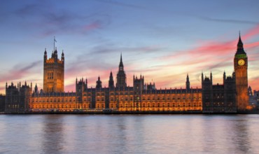 Houses of Parliament at sunset HDR version, seen from the Thames, London, England London, England