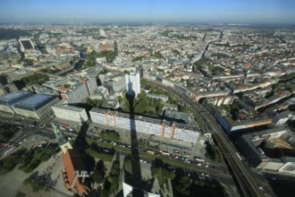 Construction site Berlin Palace Humboldtforum, seen from the television tower at Alexanderplatz,