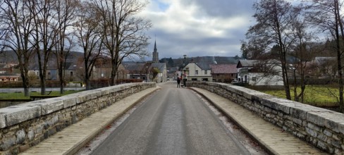 Viroinval, Belgium, December 2021: Entering the village of Viroinval Olloy sur Viroin in Wallonia,