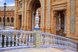 Seville Sevilla Plaza de Espana ceramic balustrade Andalusia Spain square