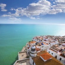 Peniscola beach and Village aerial view in Castellon Valencian community of spain