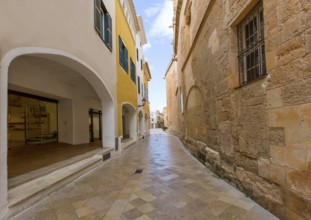 Ciutadella Menorca Ses Voltes arches Ciudadela downtown in Balearic islands