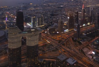 A picture of the Address Sky View Hotel and the busy Al Safa Street and Sheikh Zayed road