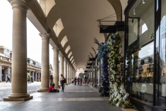 London, UK, May 15, 2019: View of the colonnade of Royal Opera House in Covent Garden area. Covent