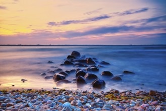 Sunset on the beach of Niendorf on the baltic sea