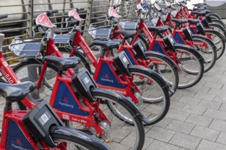 Symbolic image mobility, traffic turnaround, local transport, city bike, Deutsche Bahn rental bikes