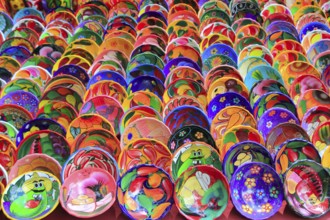 Clay ceramic colorful plates from Mexico traditional handcrafts