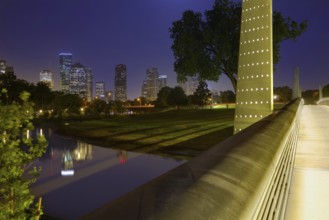 Houston sunset skyline from Memorial park at Texas US