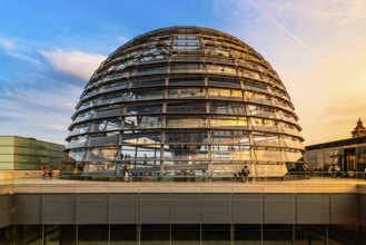 Berlin, Germany, July 28, 2019: View of the dome of Reichstag building, seat of the German