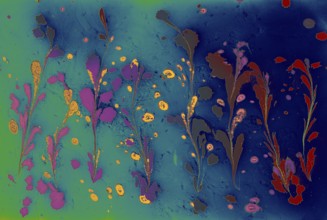 Abstract marbling floral pattern for fabric, tile design. background texture