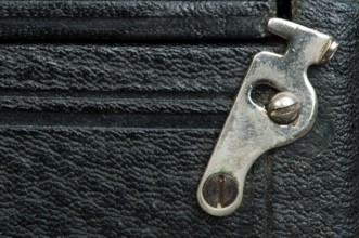 Old vintage black leather background. Studio shot