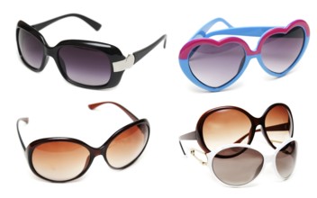 Collage sunglasses on white background. It Is Collected from several pictures
