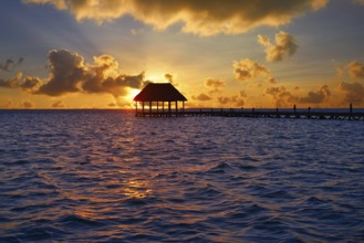 Holbox island sunset beach tropical hut pier in Mexico