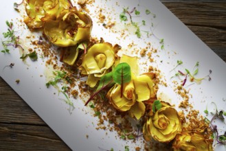 Artichoke roses with truffle and honey vinaigrette