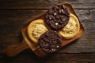 Chocolate cookies in a wooden board table