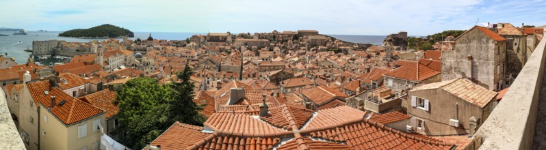 Scenic vief from the roofs of downtown Dubrovnik, Croatia, Europe