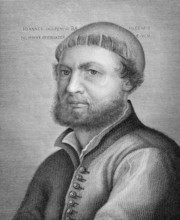Hans Holbein the Younger (1497-1543) on copper engraving from 1841. German artist and printmaker.