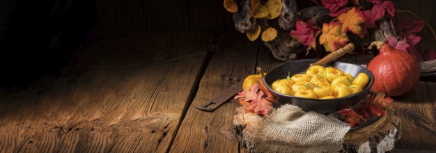 Delicious autumnal dumplings with hokkaido pumpkin puree